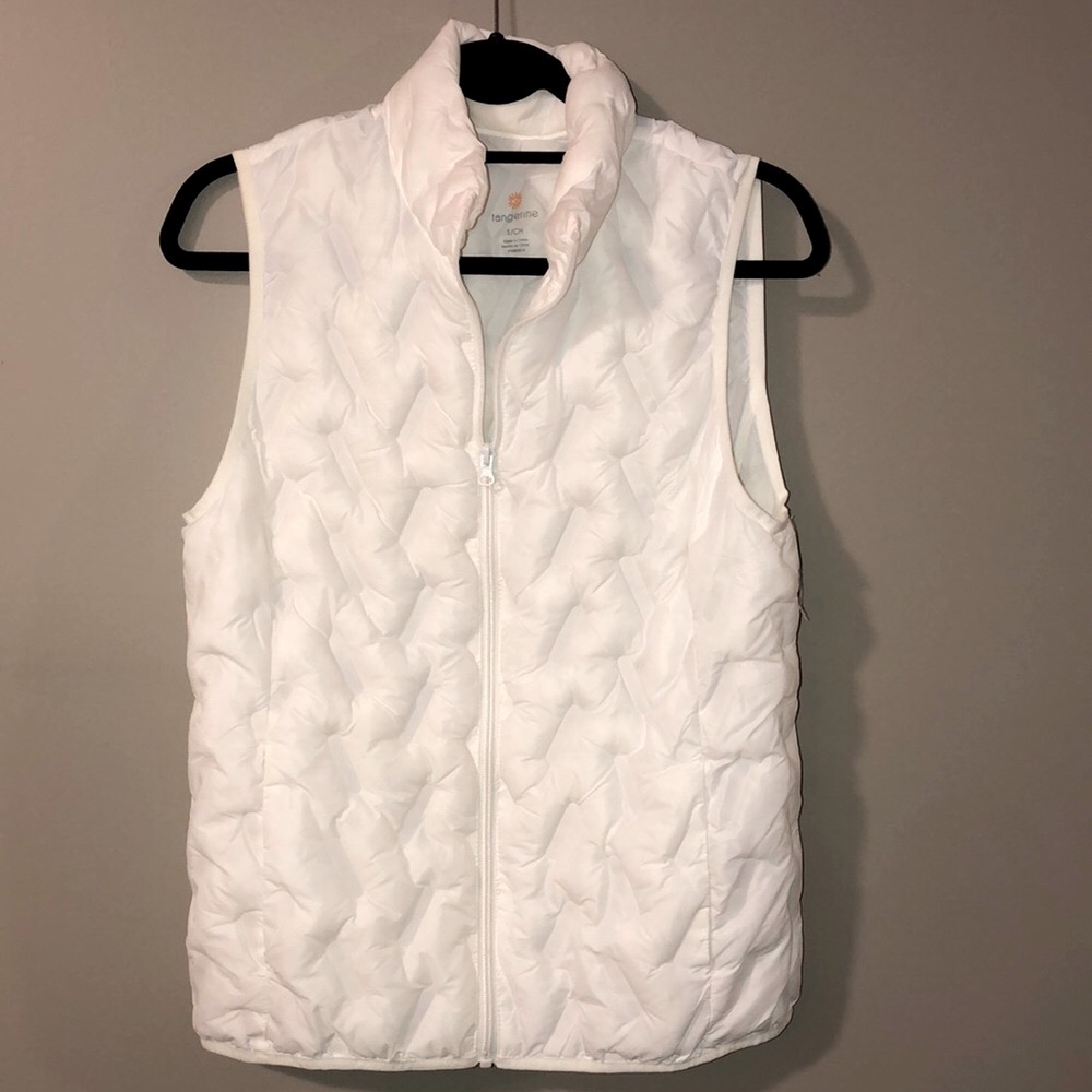 Tangerine white puffer vest